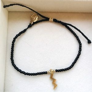 Pura Vida seed bead bracelet with gold lightning bolt
